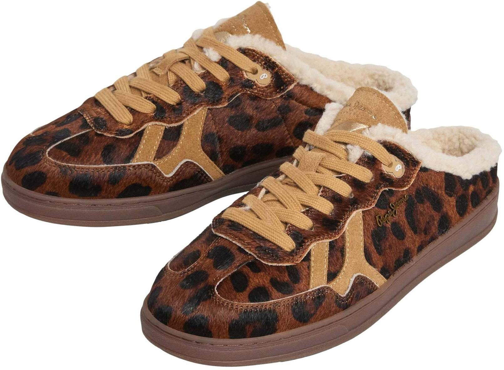 Sneaker PEPE JEANS "Trainer BALL CLOG W", Damen, Gr. 40, braun (nut braun), 80% Ponyfell, 20% COW SUEDE, Schuhe Sneaker