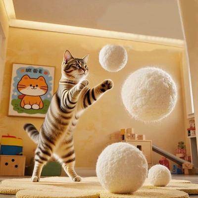 Inspire Essentials QuietPaws Wool Ball Cat Toy Set QuietPaws Wool Ball Cat Toy Set