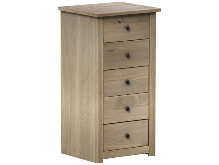 Vida Designs Panama Kommode 5 Schubladen schmal in Natur Wachs Eiche Kiefer massiv Schlafzimmer Möbel