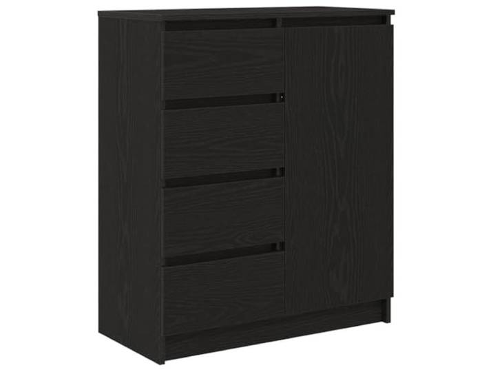 KPOTUERTU Sideboard mit Schubladen Schwarz Eichen-Optik 71x35x84 cm Holzwerkstoff, Schubladen, Einlegeboden, Tür, zwei Montagevarianten, feuchtes Tuch