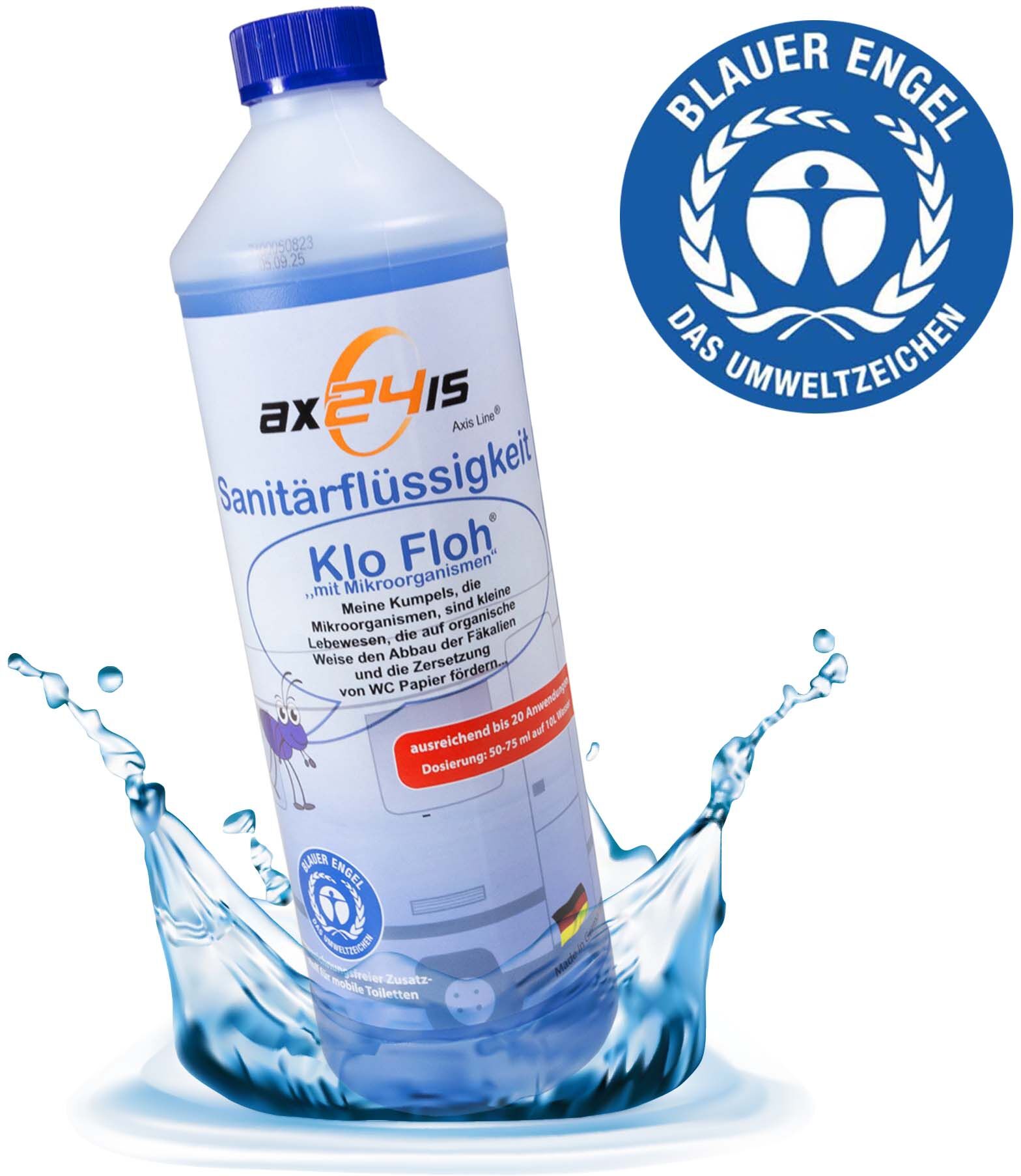 Axis Line Klo Floh   Sanitärflüssigkeit für Camping WC mit Mikroorganismen   1