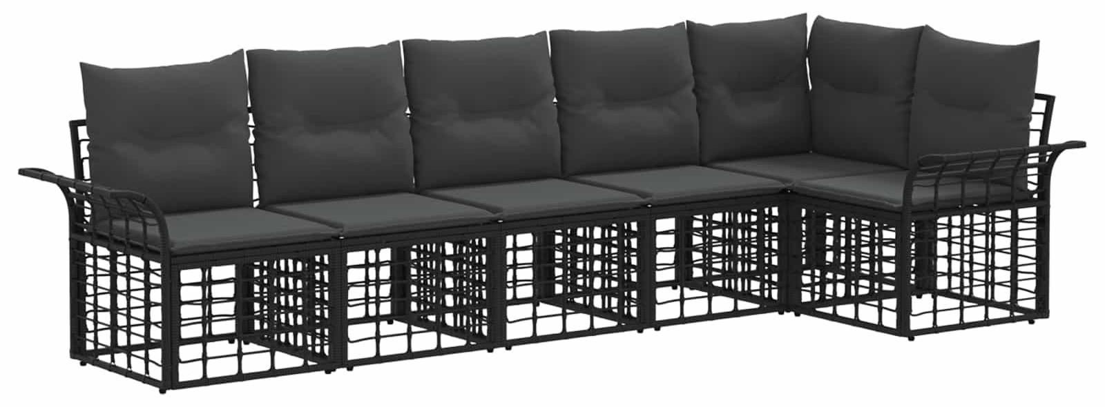 Outdoor-Sofagarnitur 6 pcs Schwarz und Dunkelgrau Polyester