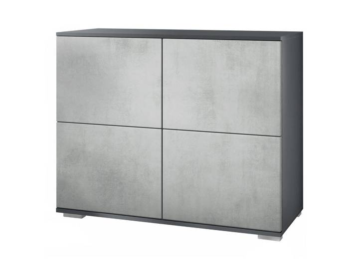 Vladon Kommode Rova Beton Oxid Optik, Hellgrau, 92.5x75.5x35 cm, Kleinmöbel, Kommoden, Kommoden