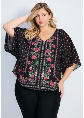 Plus Size Women's Love Story Overlay Blouse by Avenue in Romance Placement (Size 20)