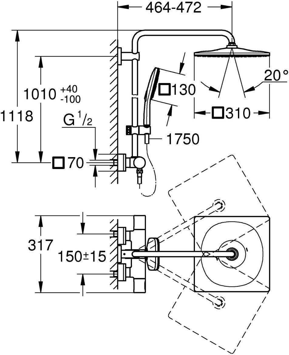 Grohe Duschsystem Rainshower SmartActive 26837AL0