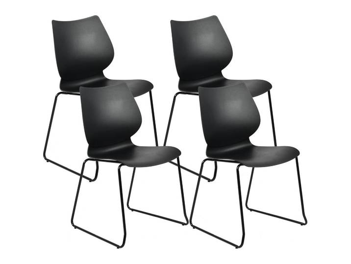 CLP Stuhl 4er Set Kunststoff Schwarz, 47x86x50 cm, Esszimmer, Stuhl