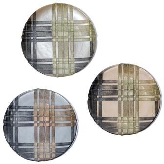 Zodax Plaid Patterned Glass Dessert Plates, 3-Piece Assorted Set