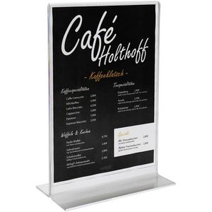 HMF Tischaufsteller 46920, A6, aus Acryl, T-Form, beidseitig