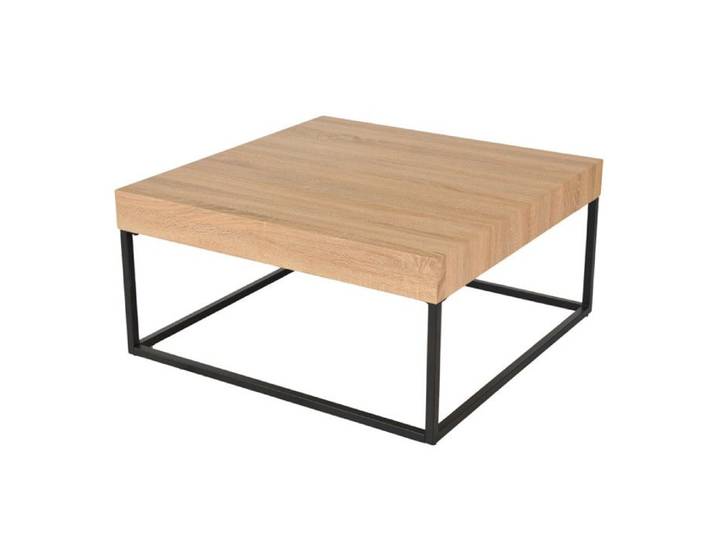 Table basse carrée 80 x 80 cm décor chêne et pieds métal – BILLIE Meubletmoi