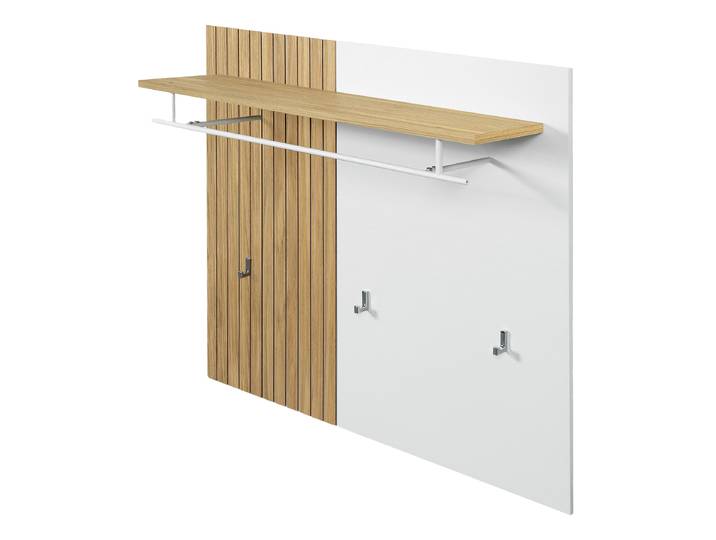 Porte-manteaux mural 90 x 90 x 27cm Blanc/Marron