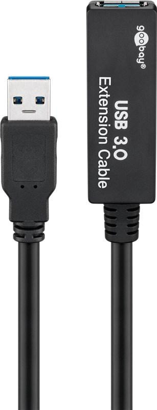 Goobay Actieve USB 3.0 verlengkabel, zwart, 5 meter
