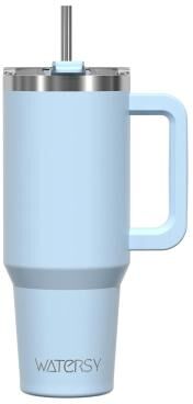 Uplifted Finds 20oz Stainless Steel Insulated Tumbler With Handle And Straw Portable Car Travel Thermal Mug light Blue
