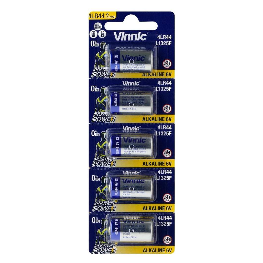 Vinnic Spezialbatterie 4LR44 / L1325F / 544A / A544 Blister mit 5 Stück (5 Stk., LR44, 152 mAh) (L1325F)
