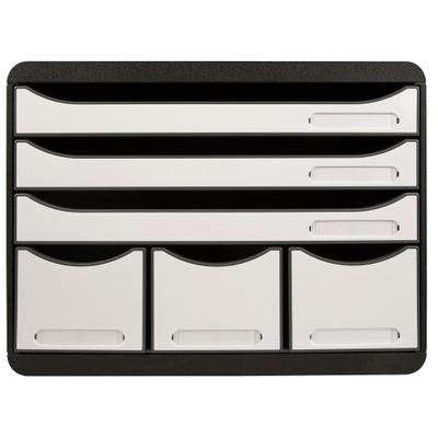 Exacompta 306713D 1x STORE-BOX MAXI 6 Schubladen Black Office schwarz/Harlekin/schwarz - Weiß glossy