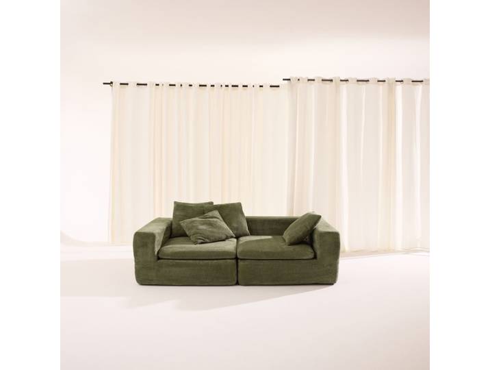 Canapé modulable compressé tissu chenille 3 places vert