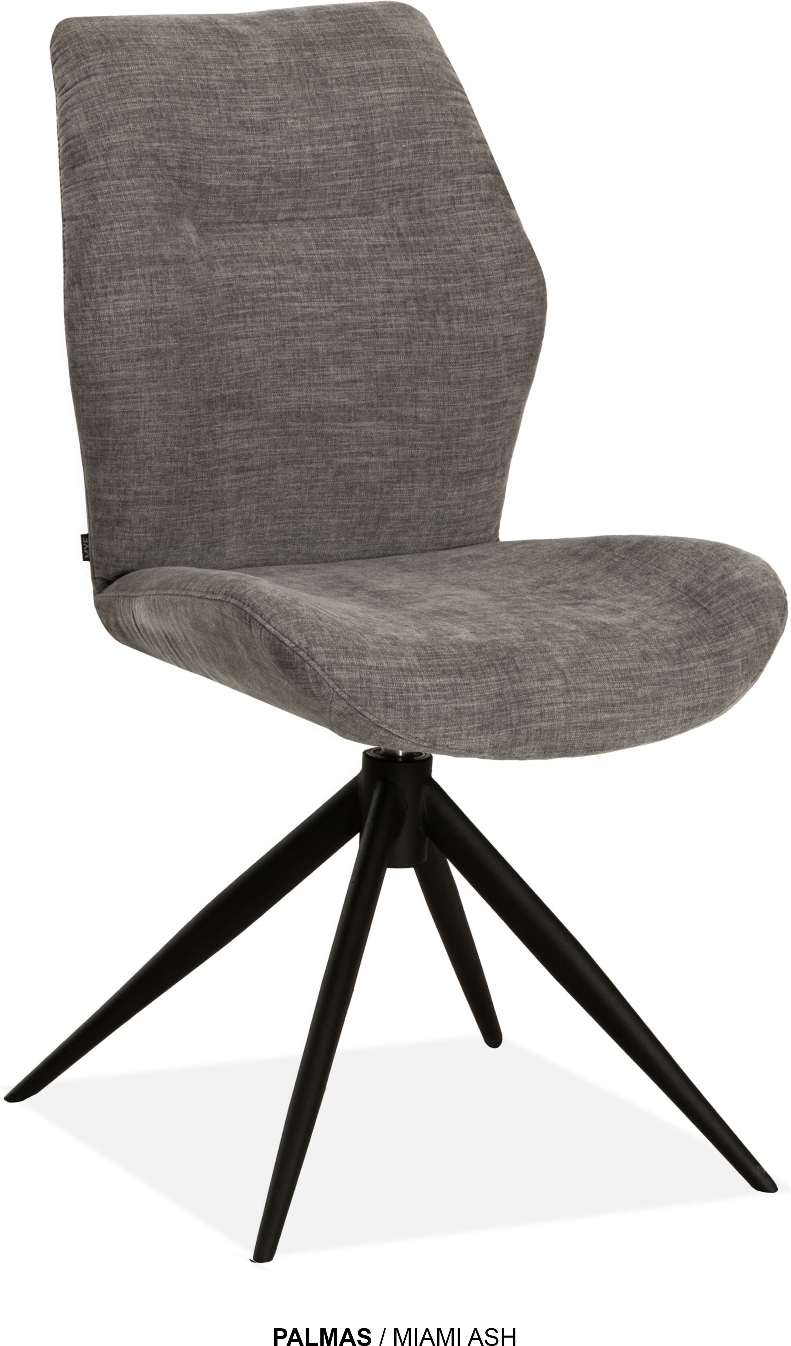 Esszimmerstuhl OMG DESIGN "Palmas", grau (ash, schwarz, ash), B:49cm H:91,5cm T:63,5cm, Polyester, Stühle, Esszimmerstuhl, Drehstuhl mit auto-return, Moderner Bezug
