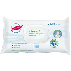 Schülke | Mikrozid Sensitive Wipes Premium | Alkoholfreie Schnelldesinfektion | 50 Tücher