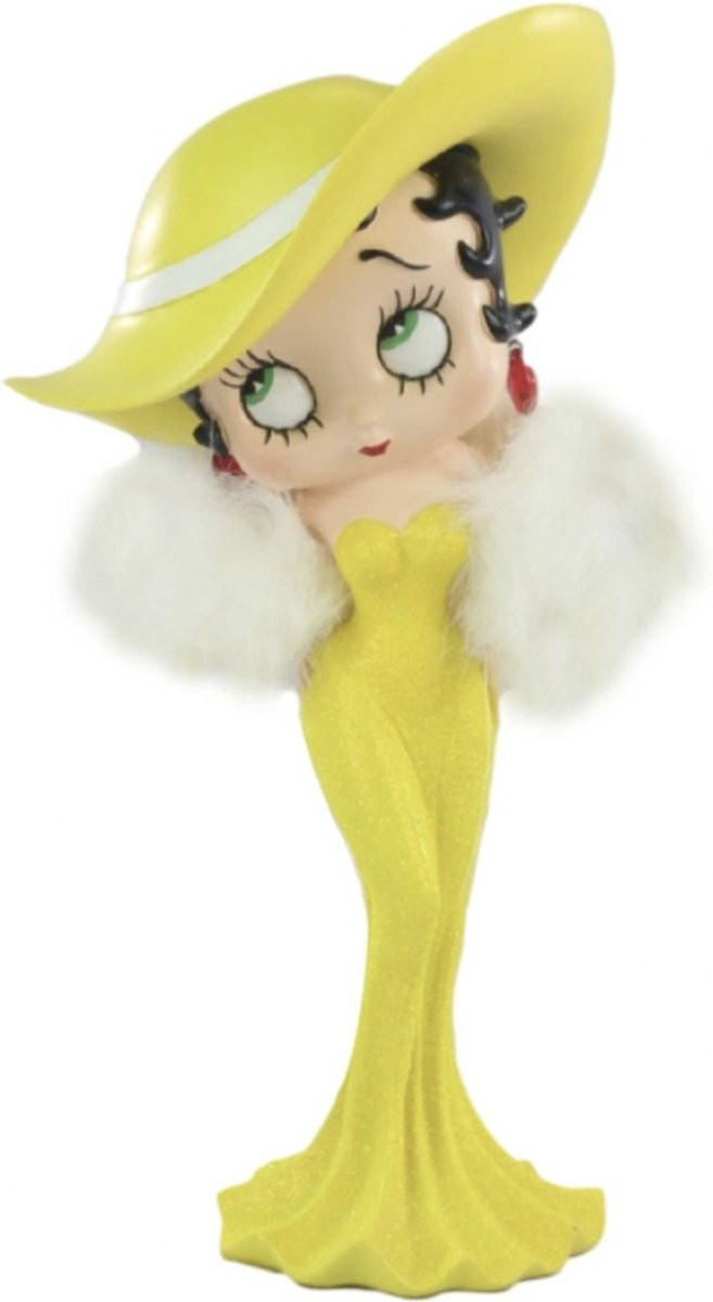 Betty Boop Madam Beeldje in Gele Glitter Jurk