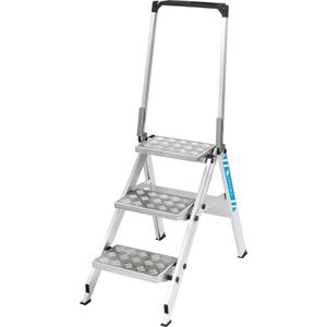 Zarges Klapptritt Plazatec P, 41335, aus Aluminium, elektrisch ableitfähig, einseitig begehbar, 3 Stufen & Bügel