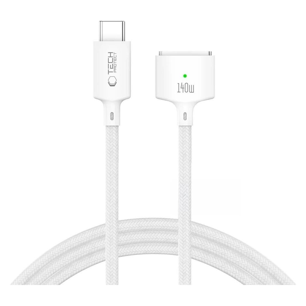 Tech-Protect MMC01 ULTRABOOST MAGNETIC MACBOOK CABLE USB-C TO MAGSAFE 3 140W 300CM WHITE (3 m, 140 W) (5906302342266)