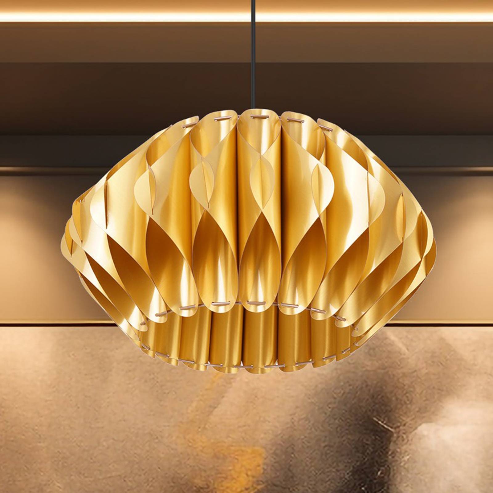 Hängelampe Serenity Luminex, dimmbar, messing / gold, für Wohn- / Esszimmer, Kunststoff, Pendelleuchte