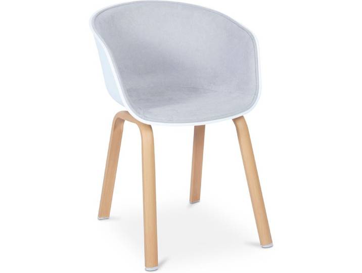 Chaise de salle à manger blanche rembourrée avec accoudoirs Gris clair