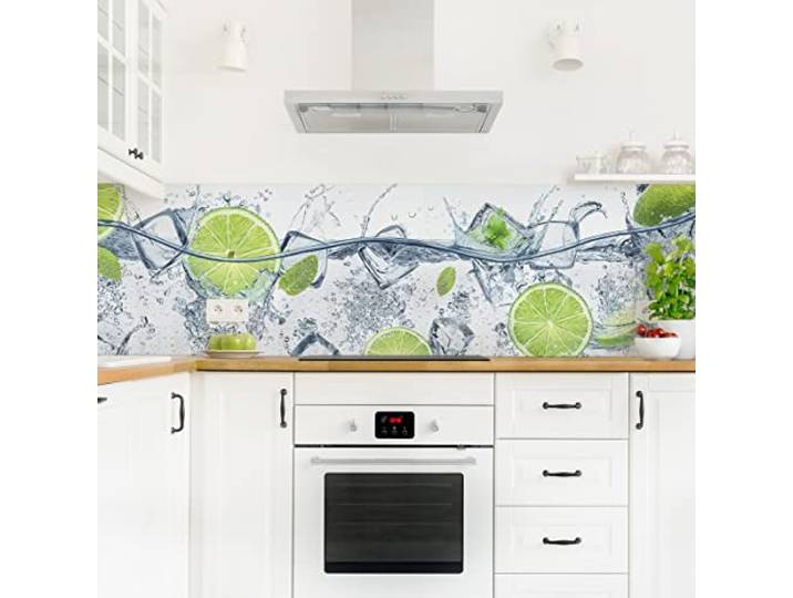 Bilderwelten Küchenrückwand Folie Glänzend 60x210 cm Erfrischende Limette Spritzschutz Fliesenspiegel Küche-Rückwand Motiv Klebefolie