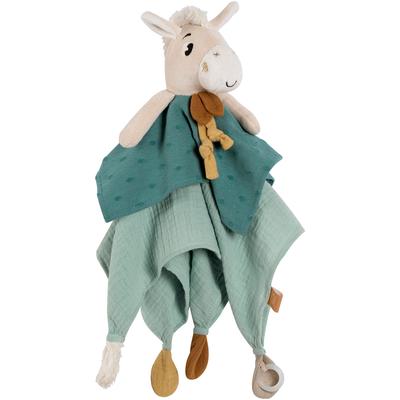 Kuscheltuch FEHN "Pferdinand, Pferd Deluxe", Baby, grün (creme, türkis), Baumwolle, Jersey, Musselin, Nicki, Plüsch, Schnuffeltücher