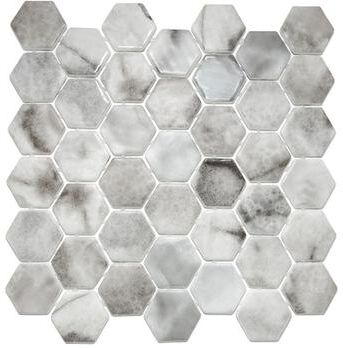 The Tile Life Eterna Hex 2 x 2 Glass Mosaic Floor and Wall Tile