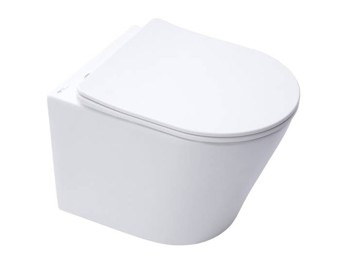 Infinitio WC suspendu sans bride fixations invisibles, Abattant frein de chute, Blanc mat SATINF010RREXPWM