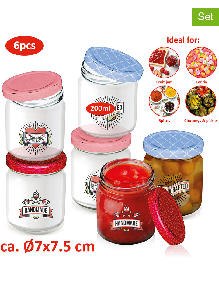 Alpina 6er-Set: Vorratsgläser in Hellblau/ Rot - 200 ml - onesize
