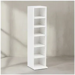 KADIMA DESIGN 6-Fächer Wandregal, Holz weiß, freistehend, schmal, 21x91x25,5 cm.