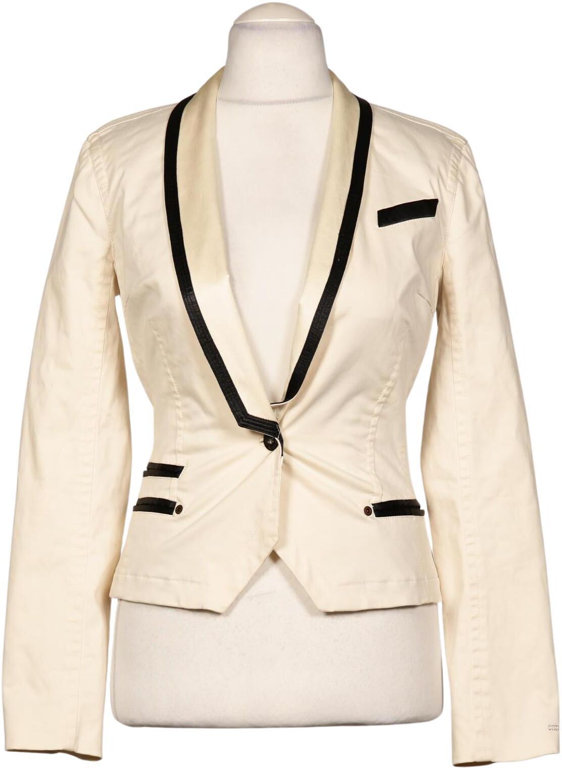Hilfiger Denim Damen Blazer, Cremeweiß, Gr. M, Baumwolle / Elasthan / Synthetik / Seide - Second Hand