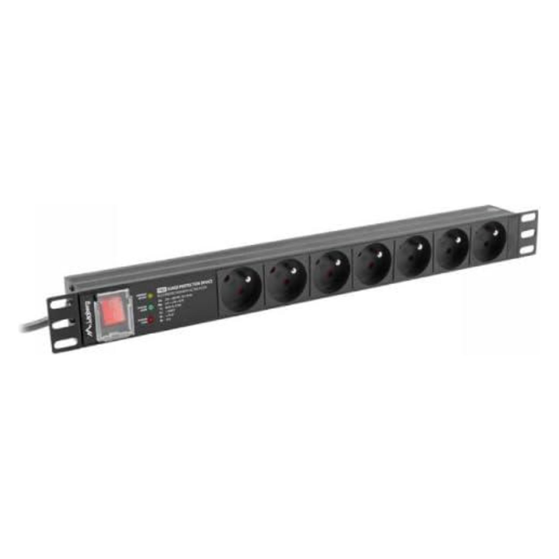 Lanberg PDU-PRO-07E-0200-BK power distribution unit (PDU) 6 AC outlet(s) 1U Black (PDU-PRO-07E-0200-BK)