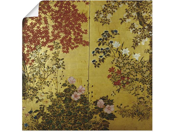Wandbild ARTLAND Japanischer Wandschirm 18. Jahrhundert , bunt (farbe bild(er): bunt), B:50cm H:50cm, Bilder, Wandbild, als Leinwandbild, Poster in verschied. Grössen