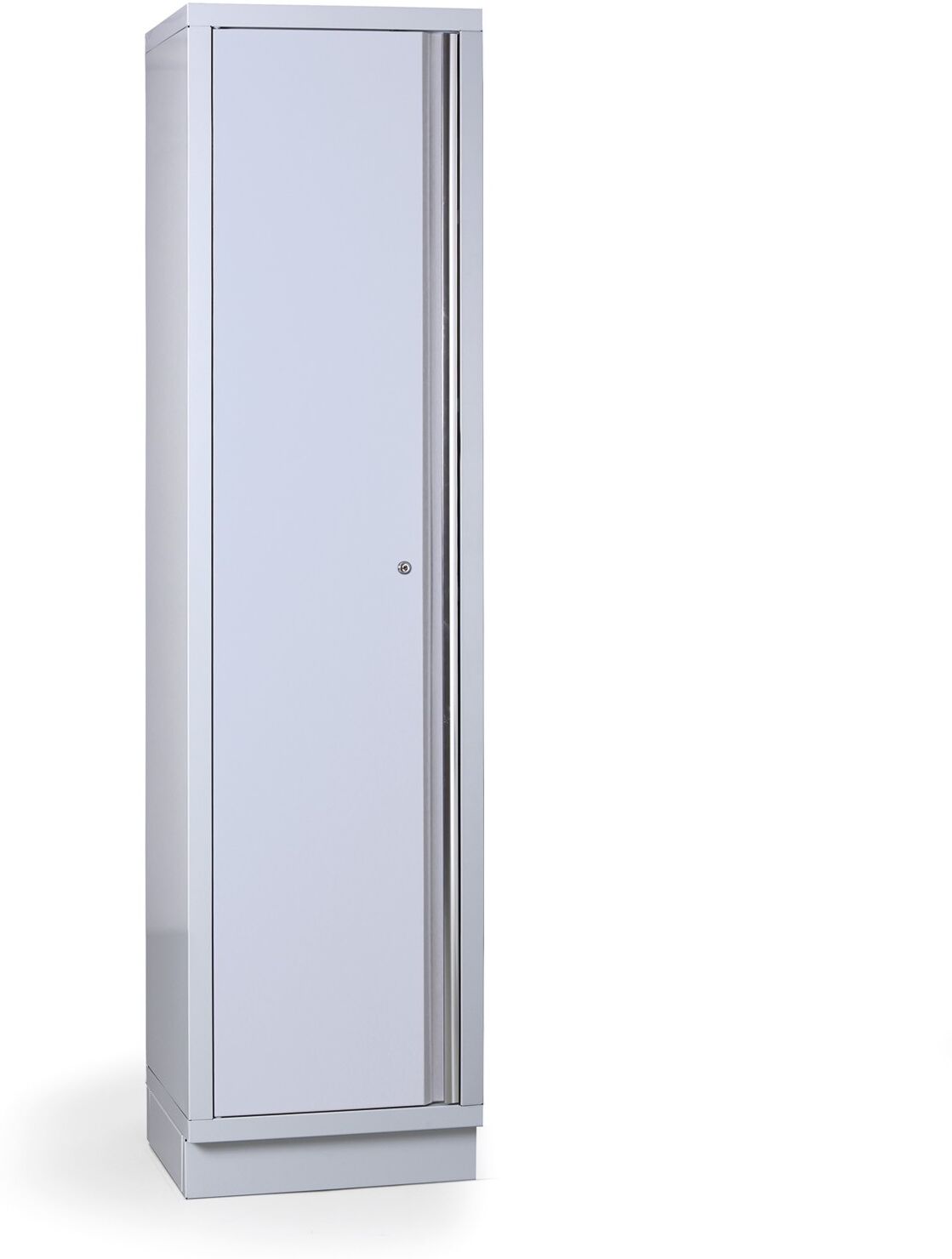 B2B Partner Schmaler Werkstattschrank G2, 4 Fachböden, Schloss, 600 × 458 × 2000 mm, grau