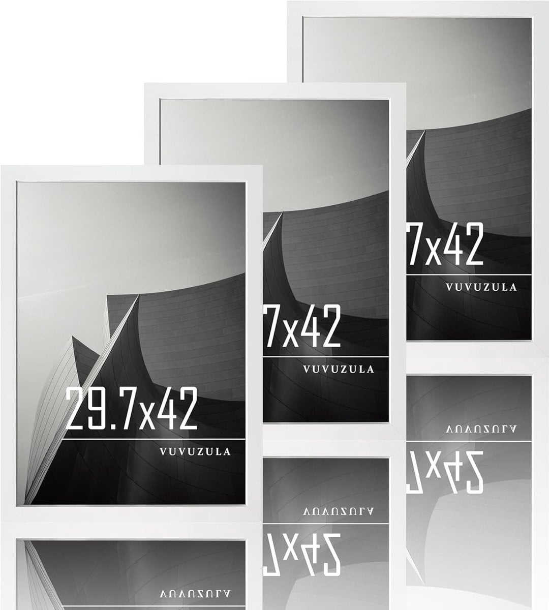 Set van 3 ShopVlot houten fotolijsten A3 wit met MDF frame en wandhaken