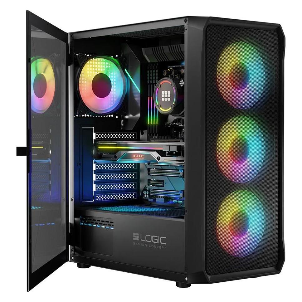 Logic PORTOS ARGB MIDI USB-3.0-Gehäuse schwarz (ATX, mATX) (AT-PORTOS-10-0000000-0002)