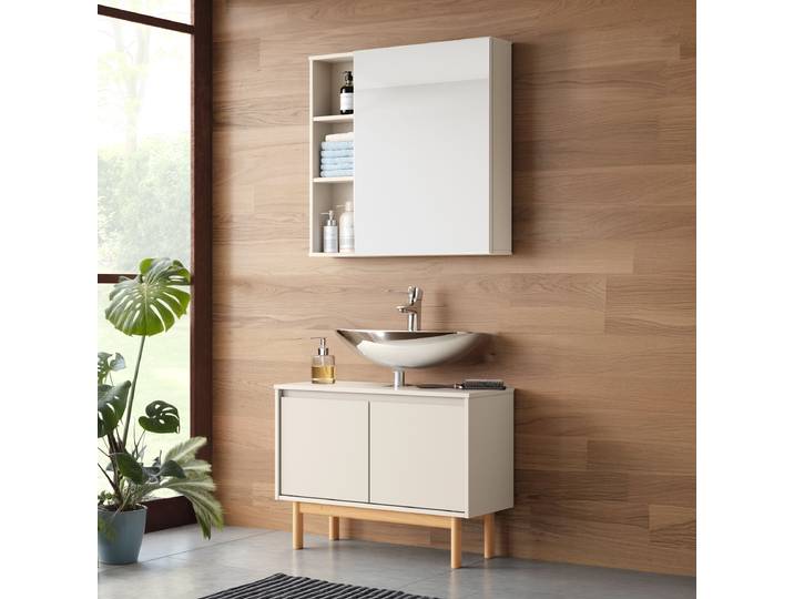 Salle de bain - 2 éléments A 83 x 35cm Beige/Beige