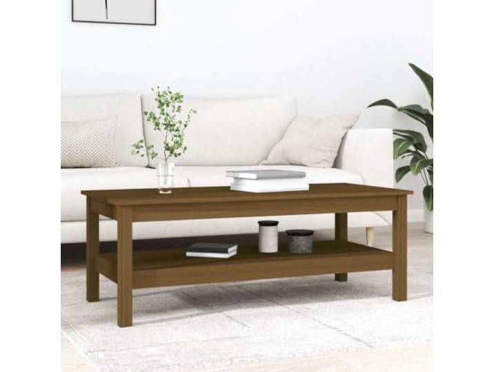 HEFZGDB Massivholz Couchtisch Kiefer Honigbraun 110x50x40 cm mit Ablagefläche und Stabiler Tischplatte für Wohnzimmer