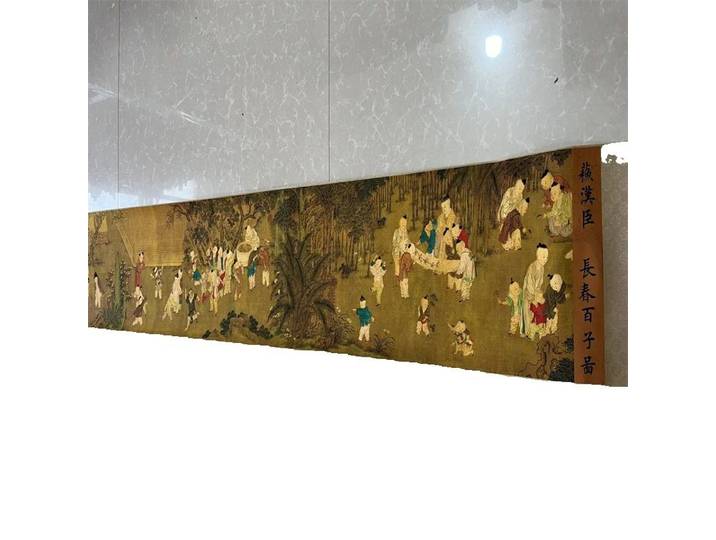 Chine vieille peinture à défilement long, peinture aquarelle de Su Hanchen de Changchun cent fils à collectionner