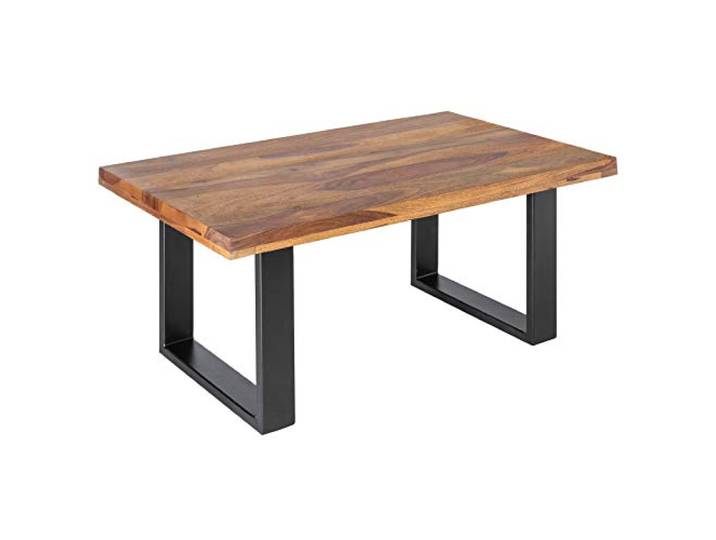 invicta INTERIOR Couchtisch Iron Craft 100cm - schwarz Natur - Sheeshamholz Massiv, Handarbeit, hochwertig, individuelle Maserung, für Wohnzimmer, Unikat, Eisengestell