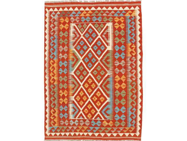 Kelim Afghan Teppich 109x151 Handgewebt Orientteppich Wolle