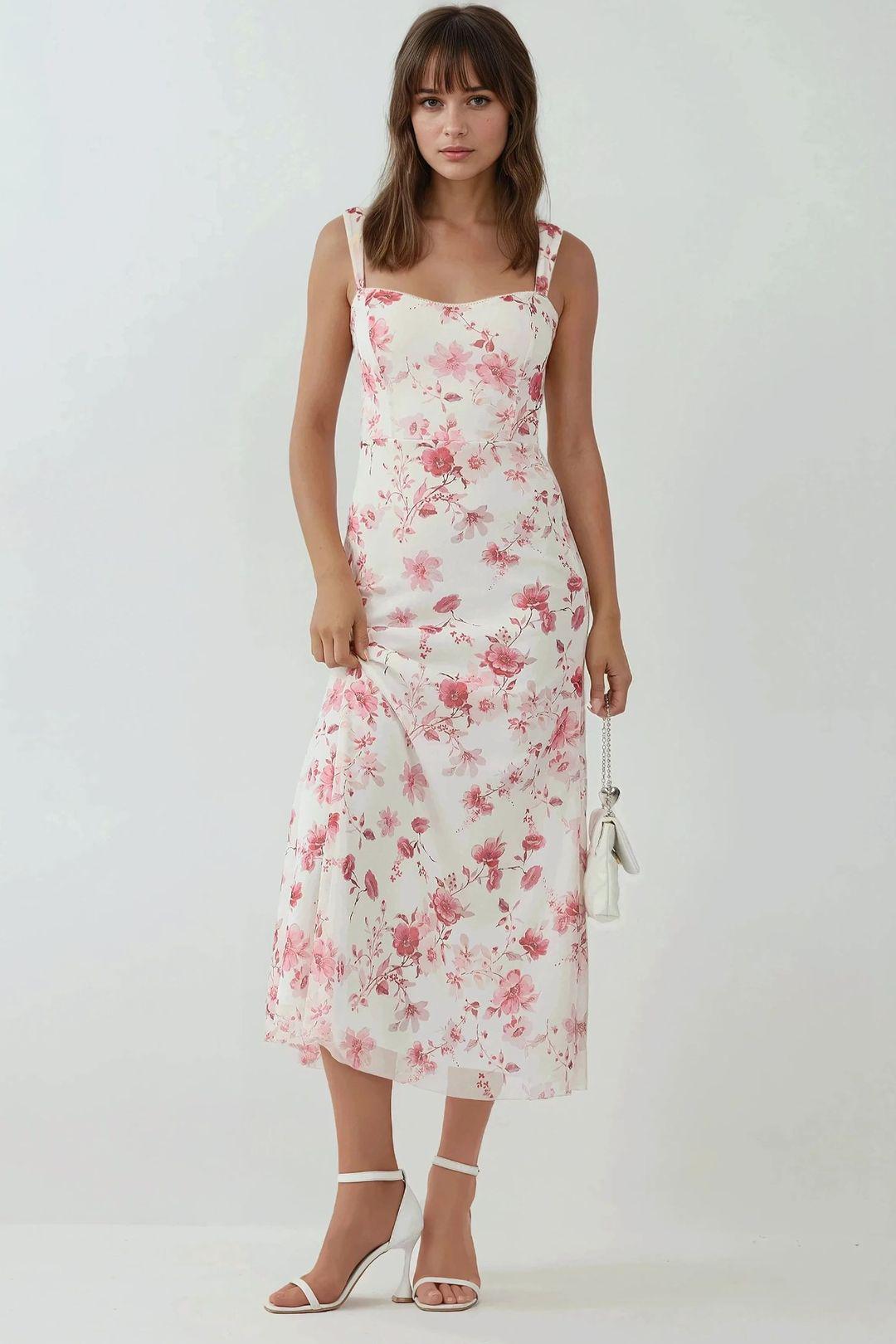 Muster Maxi-Kleid mit Herzkragen