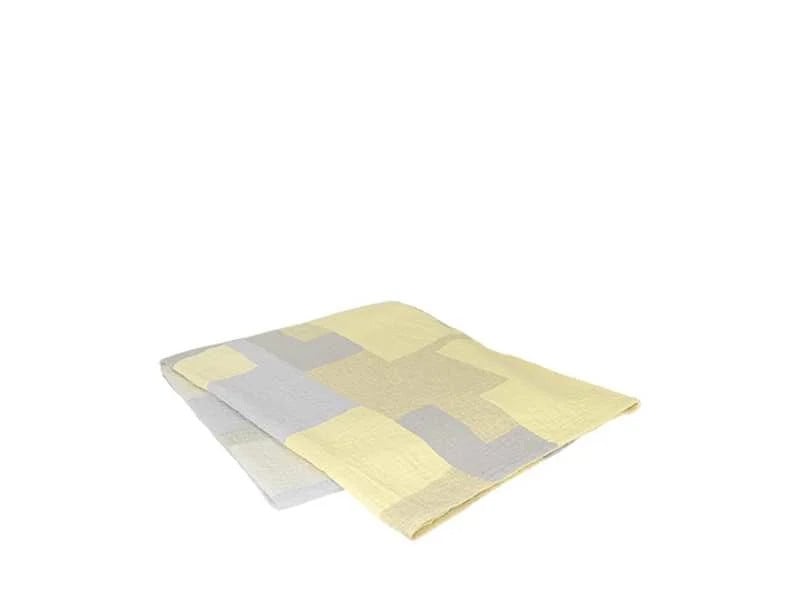 Broste Copenhagen Patch bedsprei - banana yellow/blue