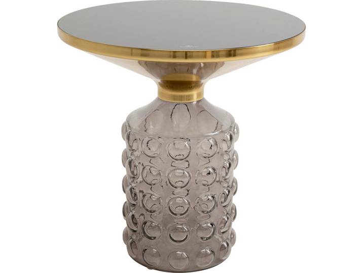 Kare-Design Beistelltisch, Grau, Gold, Metall, Glas, rund, Säule, rund, 50x52x50 cm, Wohnzimmer, Wohnzimmertische, Beistelltische, Beistelltische Metall