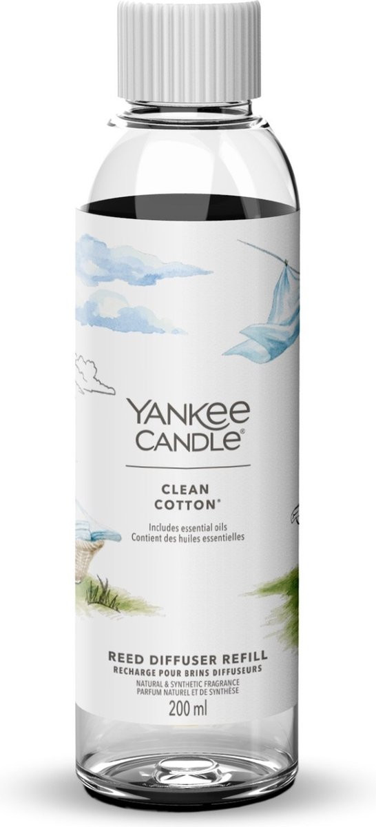 Yankee Candle Navulling voor Geurstokjes Clean Cotton 200 ml