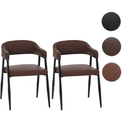 Einzelst�ck | 2er-Set Esszimmerstuhl HWC-P29, Küchenstuhl Lehnstuhl Polsterstuhl, Industrial Retro Vintage Kunstleder ~ rostrot