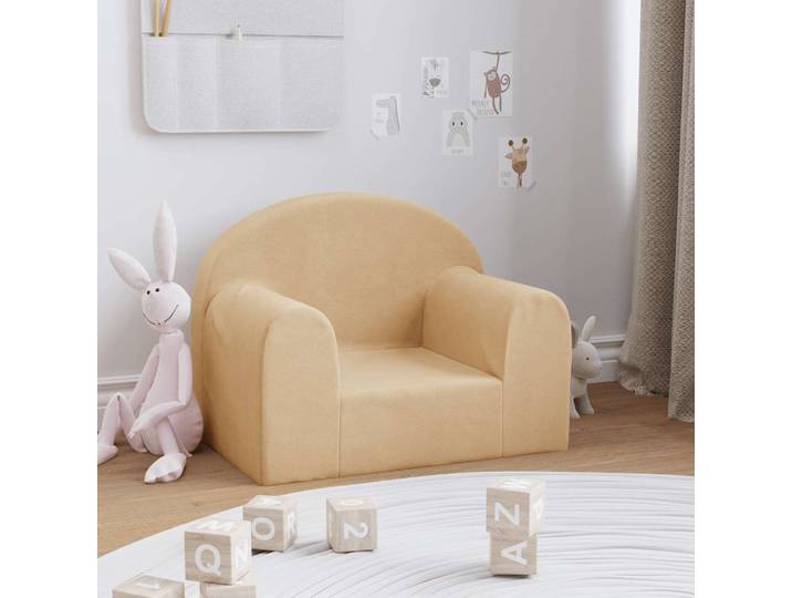 vidaXL Kindersofa Creme Weicher Plüsch