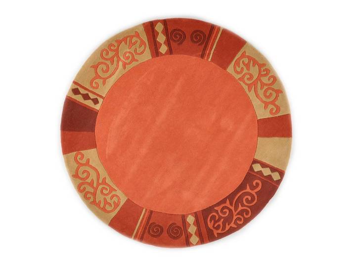 Tapis Ambadi Rond Orange/Terre cuite Ø 150cm Laine